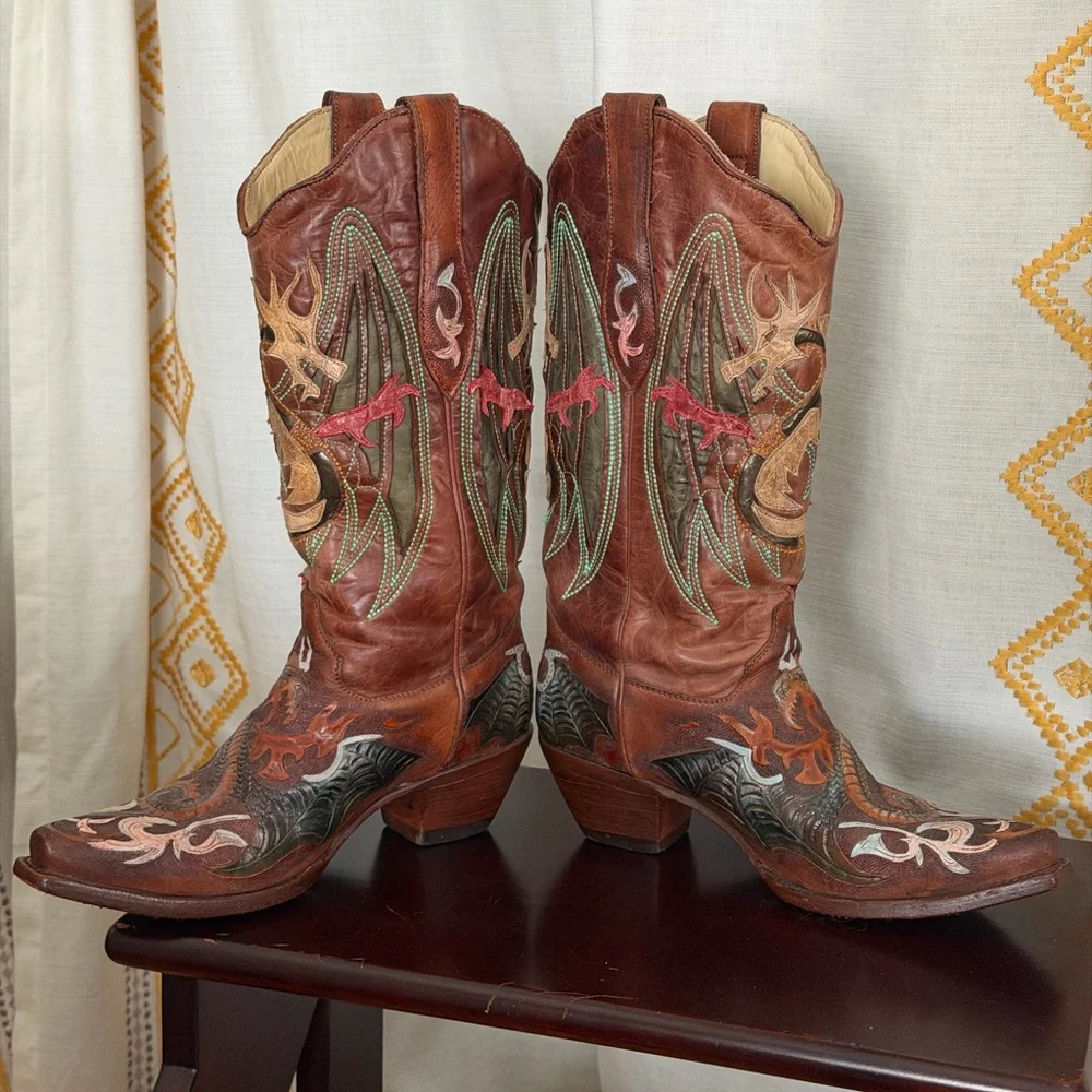 RARE collector Corral green dragon western boots - Picture 7 of 12